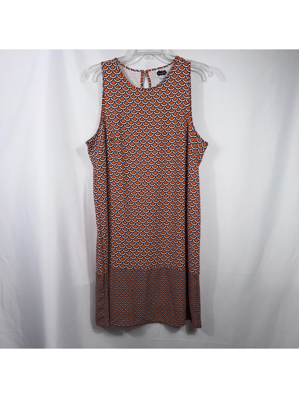 Mud Pie L 12-14 Orange Navy Geo Shift Dress